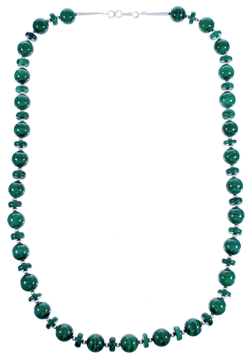 Malachite Genuine Sterling Silver Southwest Bead Necklace DX117645